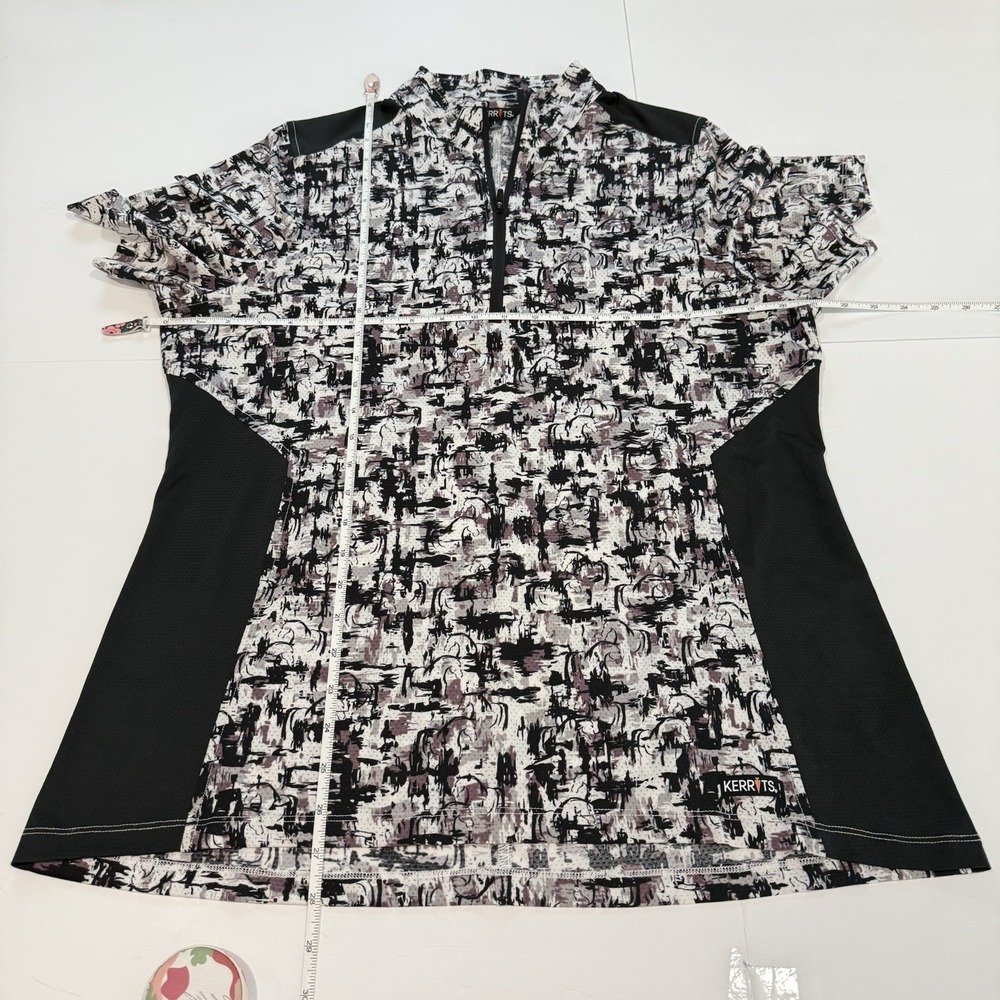 Kerrits Equibreeze Ice Fil Short Sleeve Shirt Horse Print 1/4 Zip Size LARGE - Picture 6 of 8